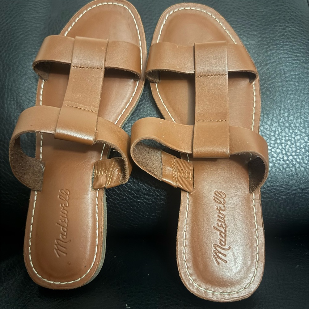 Madewell Brown Leather Slide Sandals